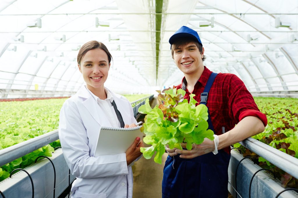 Farmers with crops